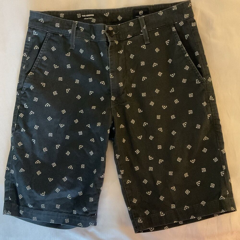AG Adriano Goldschmied The Griffin Shorts Mens 31R Blue Geometric Chino Relaxed